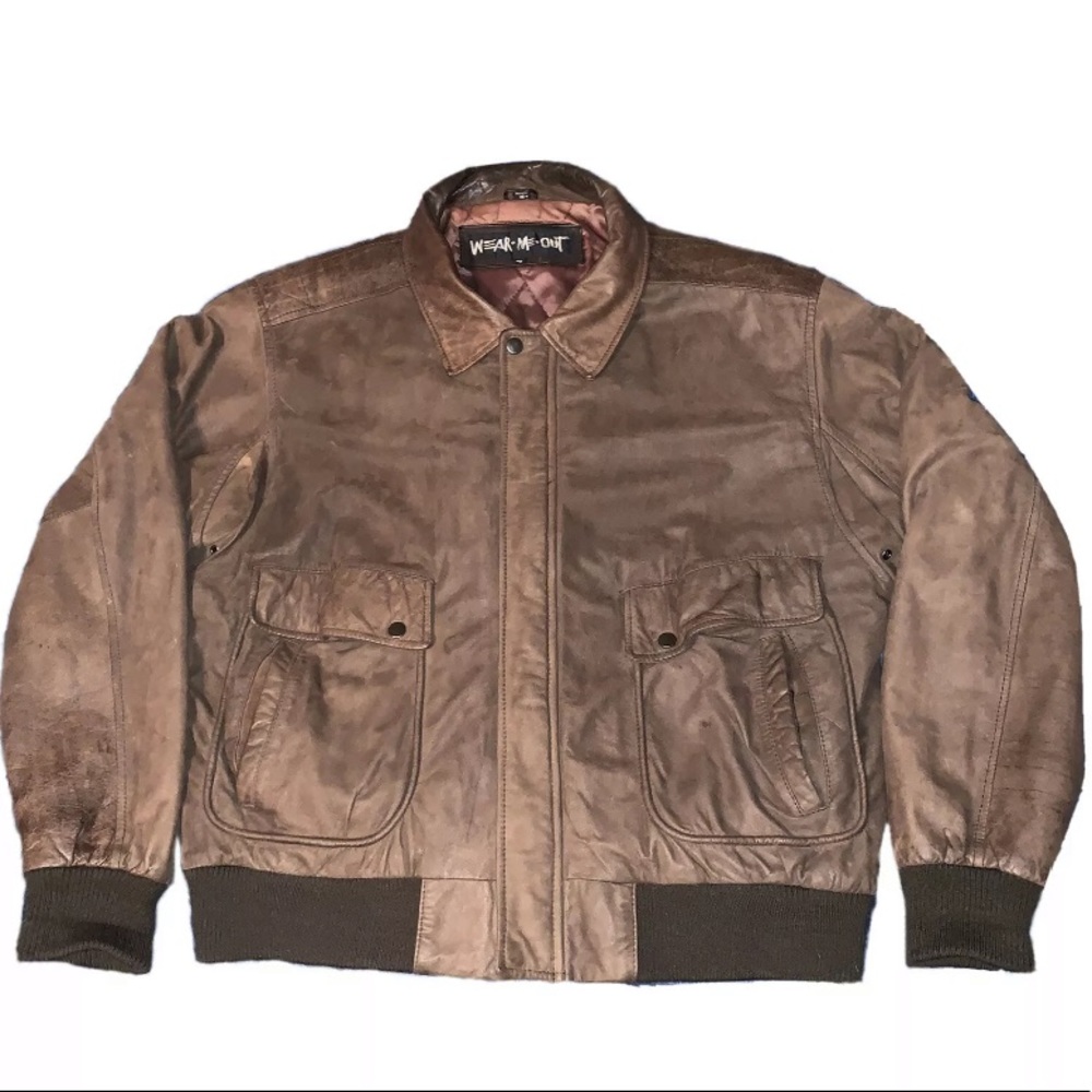 Vintage Wear Me Out bomber leather jacket size 46